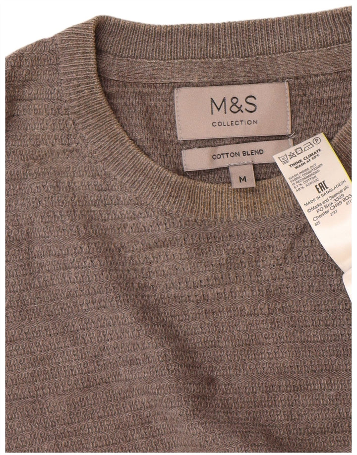 Marks & Spencer Ανδρικό πουλόβερ με λαιμόκοψη μεσαίου γκρι βαμβακερό