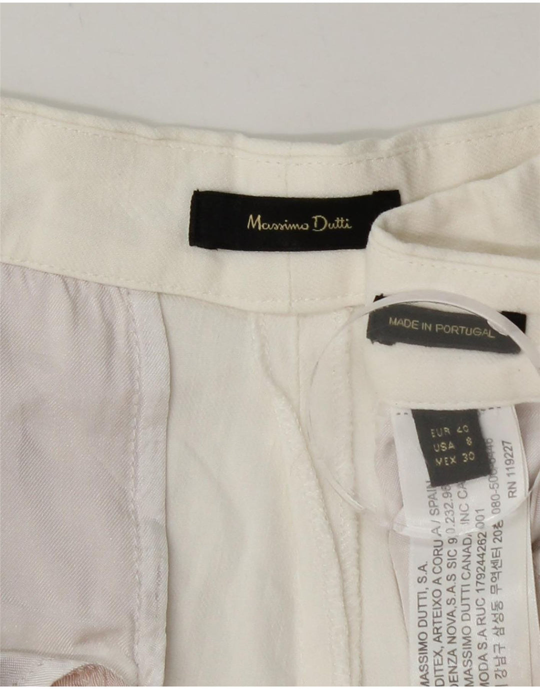 MASSIMO DUTTI Γυναικείο κωνικό παντελόνι Chino EU 40 Medium W30 L27 Λευκό