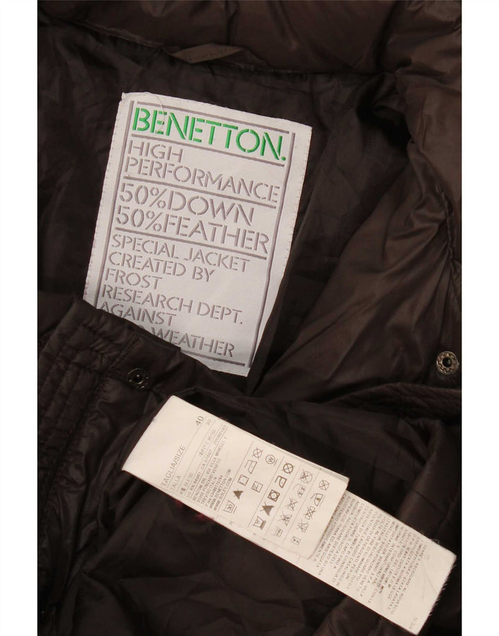Γυναικείο μπουφάν Benetton με κουκούλα IT 40 Small Brown Polyamide