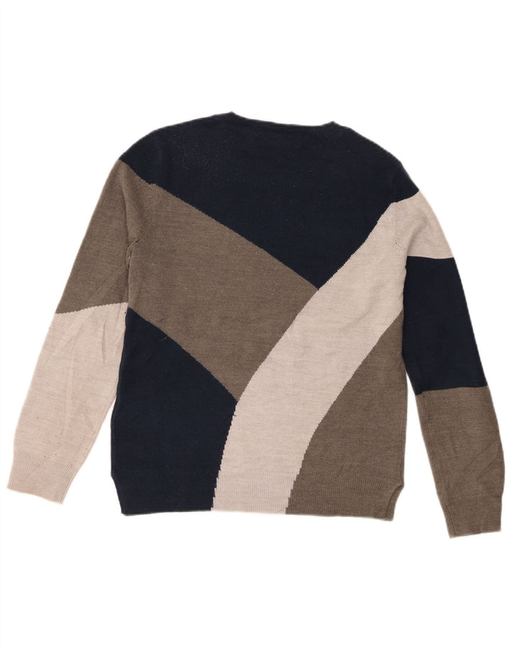 Marks & Spencer Γυναικείο πουλόβερ με λαιμόκοψη UK 8 Small Grey Colourblock