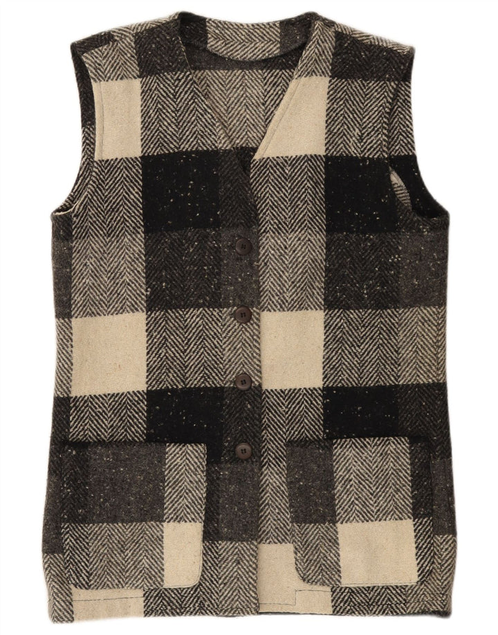 Vintage Γυναικείο Gilet IT 44 Medium Black Check Wool