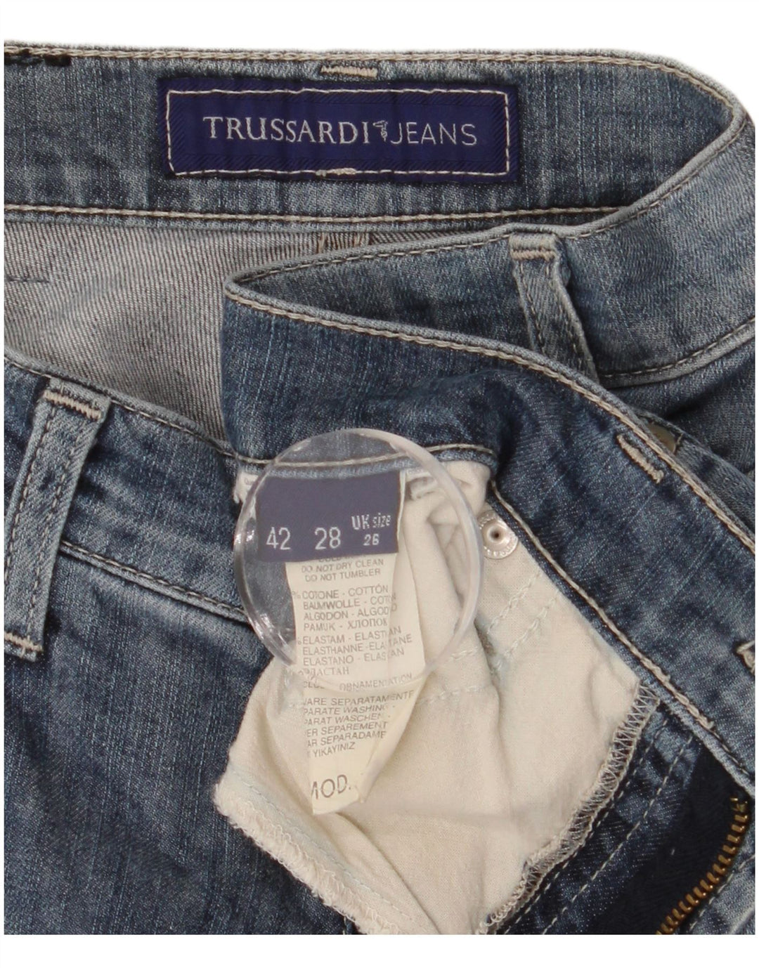 TRUSSARDI Γυναικείο ίσιο τζιν W26 L30 Μπλε βαμβακερό