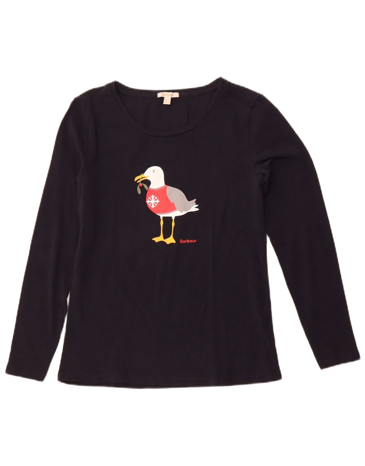 BARBOUR Γυναικείο τοπ μακρυμάνικο UK 10 Small Navy Blue Christmas