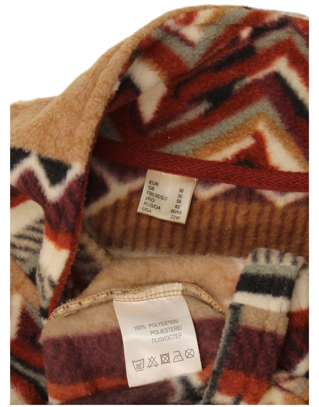 Vintage Ανδρικό Fleece Jacket EU 56 3XL Πολύχρωμο Patchwork Πολυεστέρας