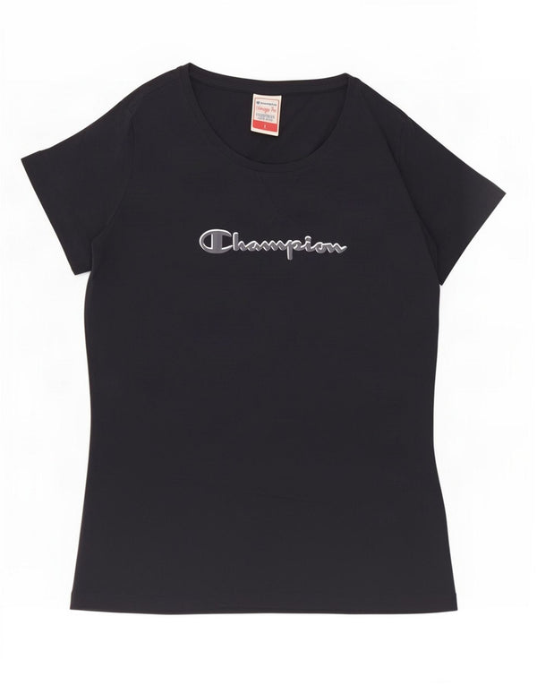 Champion Womens Heritage Fit Graphic T-shirt Top 14 UK Large Navy Blue