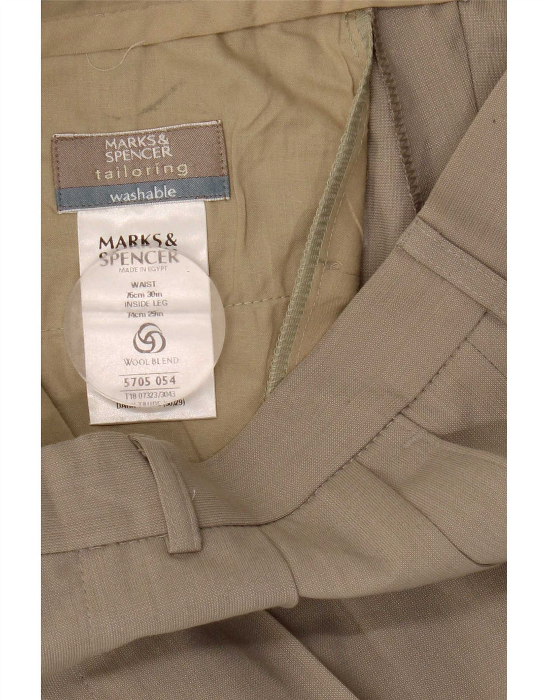 Marks & Spencer Ανδρικό παντελόνι με καρφίτσα W30 L29 Μπεζ πολυεστέρας