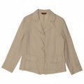 Vintage γυναικείο πουκάμισο μπλούζα UK 14 Medium Beige Λινό