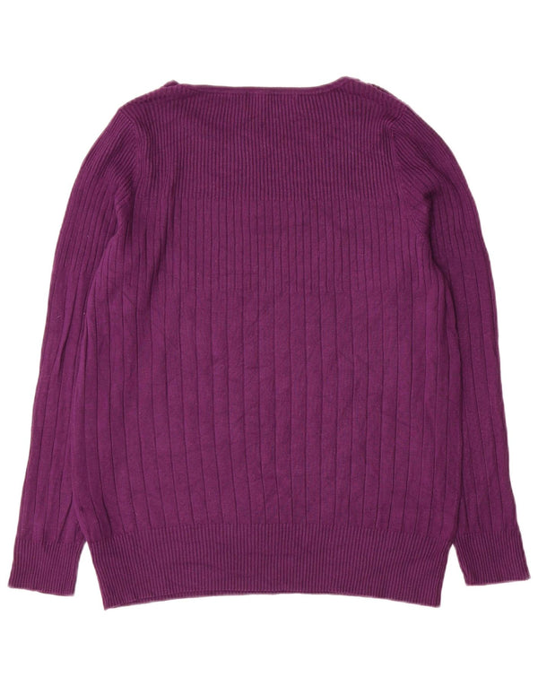 Marks & Spencer Γυναικείο πουλόβερ με λαιμό σκάφος UK 20 2XL μωβ βισκόζη