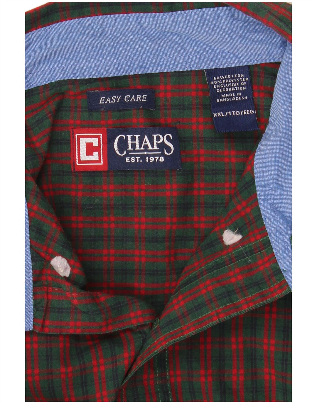 Chaps Ανδρικό πουκάμισο 2XL Πράσινο βαμβακερό καρό
