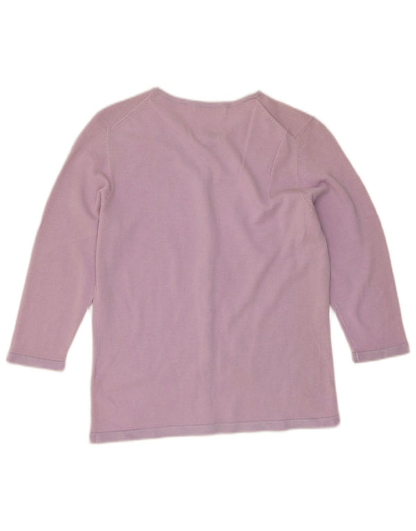 Marks & Spencer Womens Cardigan Sweater UK 8 Small  Purple Floral Cotton