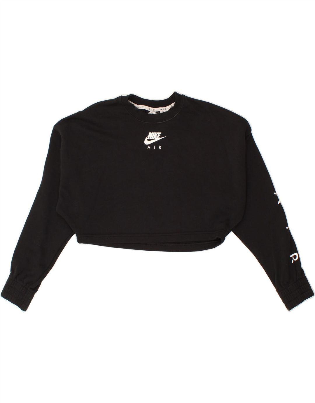 NIKE Womens Crop Sweatshirt Jumper UK 10 Small Black Cotton Vintage Nike and Second-Hand Nike from Messina Hembry 