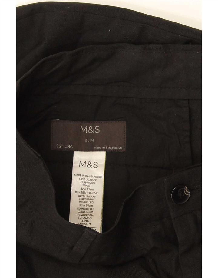Marks & Spencer Ανδρικό Slim παντελόνι Chino W32 L33 Μαύρο Πολυεστέρας