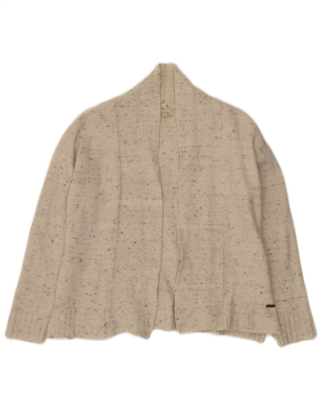 BARBOUR Γυναικείο ανοιχτό πουλόβερ ζακέτα UK 10 Small Off White Flecked Wool