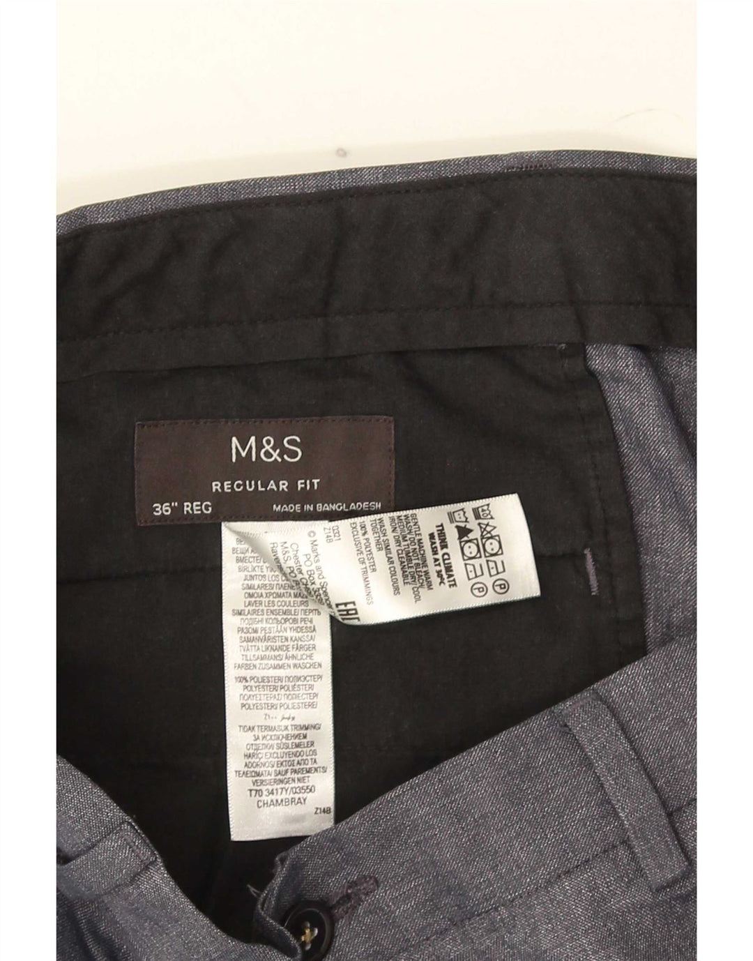 Marks & Spencer Ανδρικό ίσιο παντελόνι Chino W36 L30 Grey Polyester