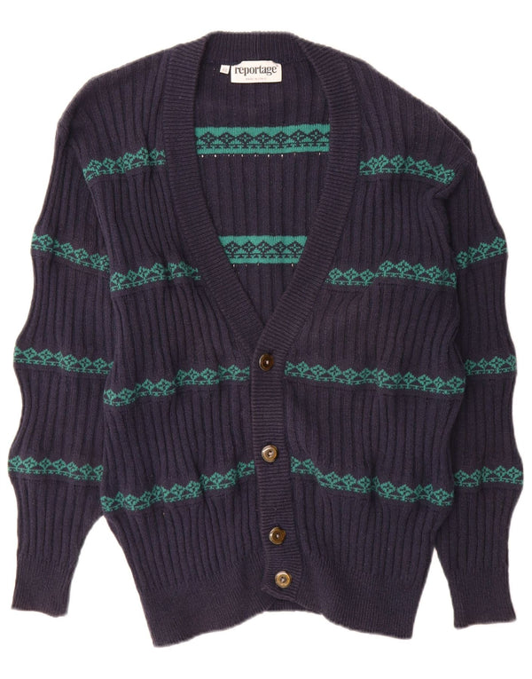 Ρεπορτάζ Ανδρική ζακέτα πουλόβερ IT 48 Medium Navy Blue Fair Isle Cotton