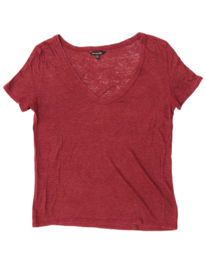 Massimo Dutti Γυναικείο T-Shirt Top UK 10 Small Burgundy