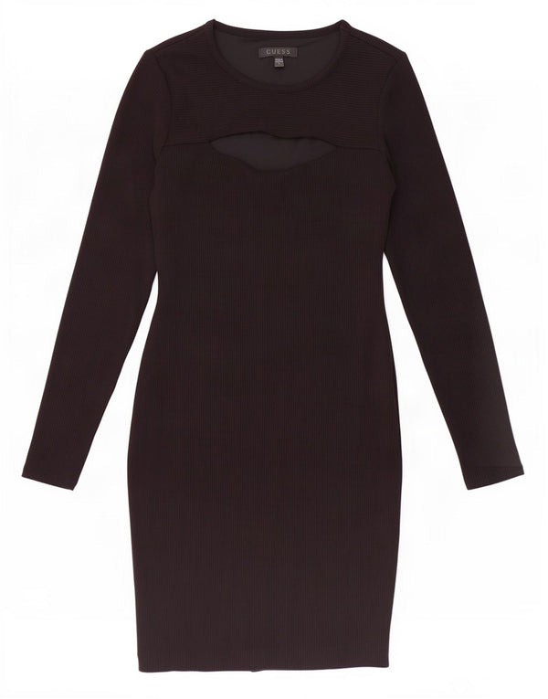 Γυναικείο μακρυμάνικο Bodycon φόρεμα Guess UK 6 XS καφέ ρεγιόν