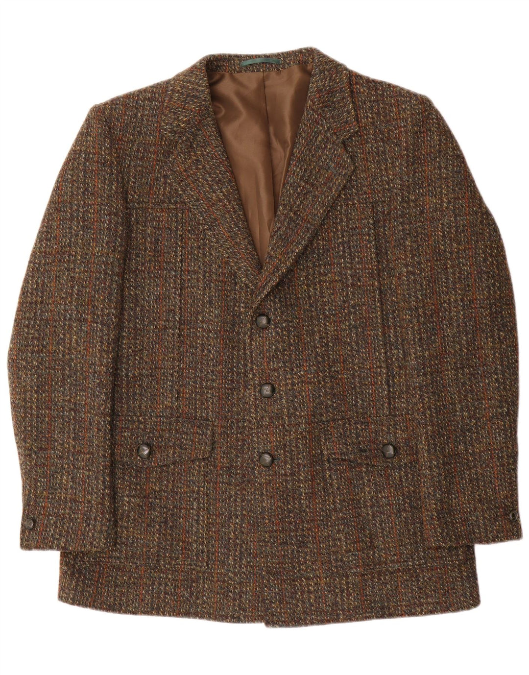 Harris Tweed Ανδρικό τζάκετ 3 κουμπιών σακάκι IT 41 Μεγάλο καφέ μαλλί