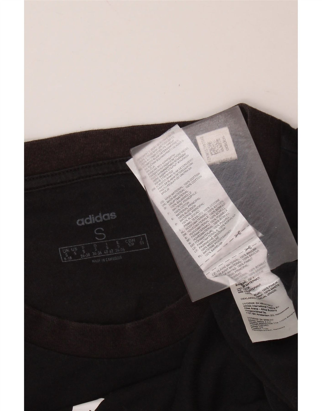 Γυναικείο γραφικό μπλουζάκι ADIDAS Top UK 8/10 Μικρό μαύρο βαμβακερό