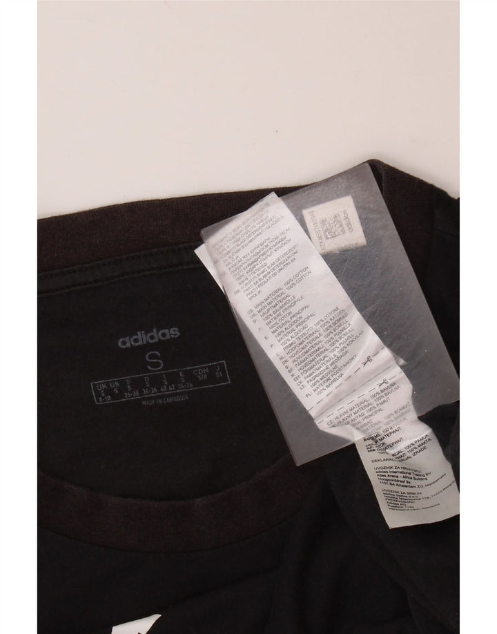 Γυναικείο γραφικό μπλουζάκι ADIDAS Top UK 8/10 Μικρό μαύρο βαμβακερό