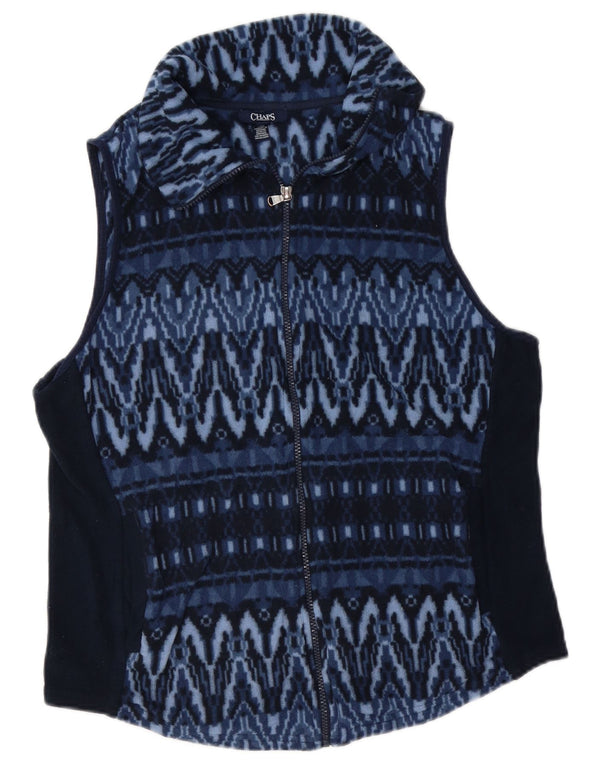 Chaps Womens Fleece Gilet UK 16 Large Navy Blue Geometric Polyester