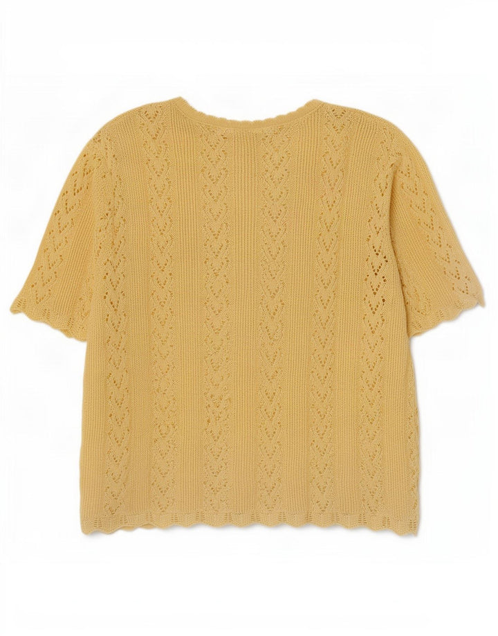 Vintage Γυναικεία Πλεκτή Μπλούζα Oversized Top UK 14 Medium Yellow