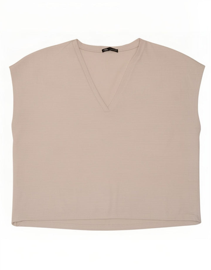 Zara Γυναικείο γιλέκο υπερμεγέθη τοπ UK 10 Small White Polyester