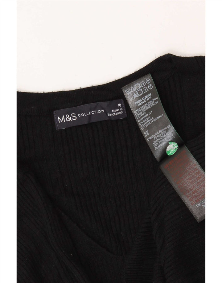 Marks & Spencer Γυναικεία μπλούζα μακρυμάνικη UK 10 μικρή μαύρη ριγέ βισκόζη