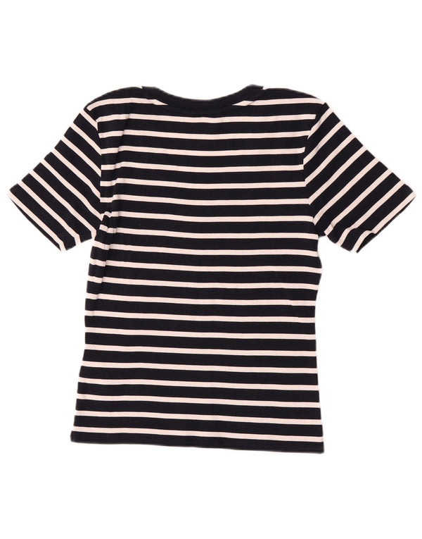 Tommy Hilfiger Γυναικείο T-Shirt Top UK 10 Small Black ριγέ βαμβακερό