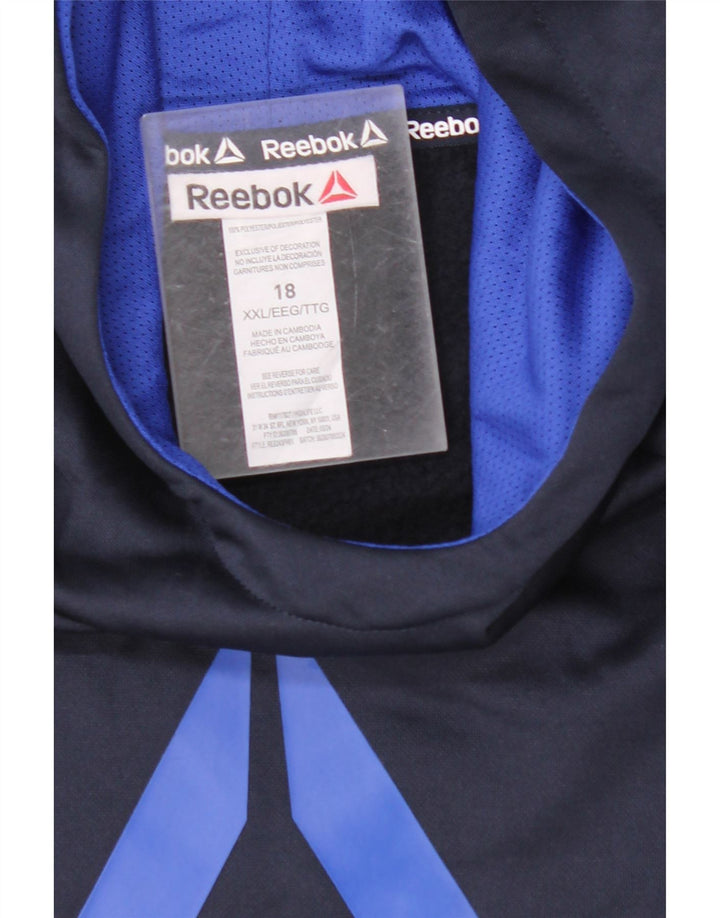 REEBOK Boys Graphic Hoodie Jumper 15-16 ετών 2XL Navy Blue Polyester