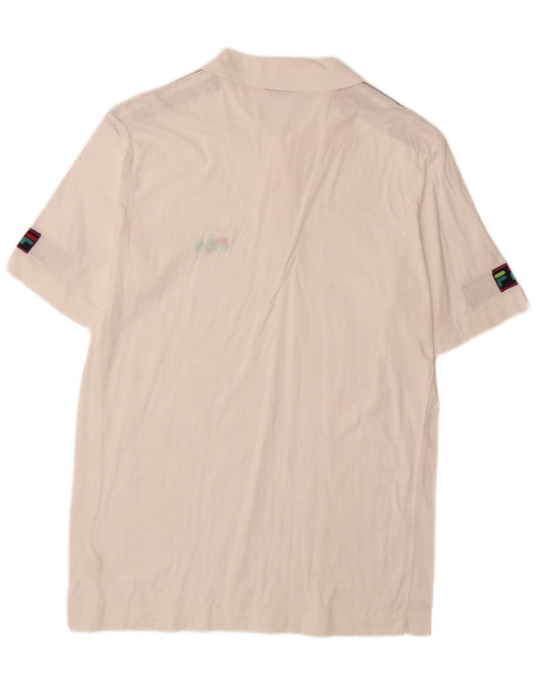 FILA Mens Graphic Polo Shirt IT 50 Medium White Colourblock Cotton