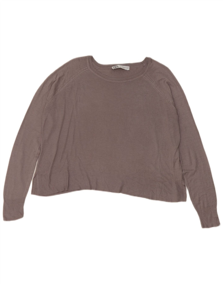Zara Γυναικεία Μπλούζα Oversized Top UK 10 Small Grey Viscose