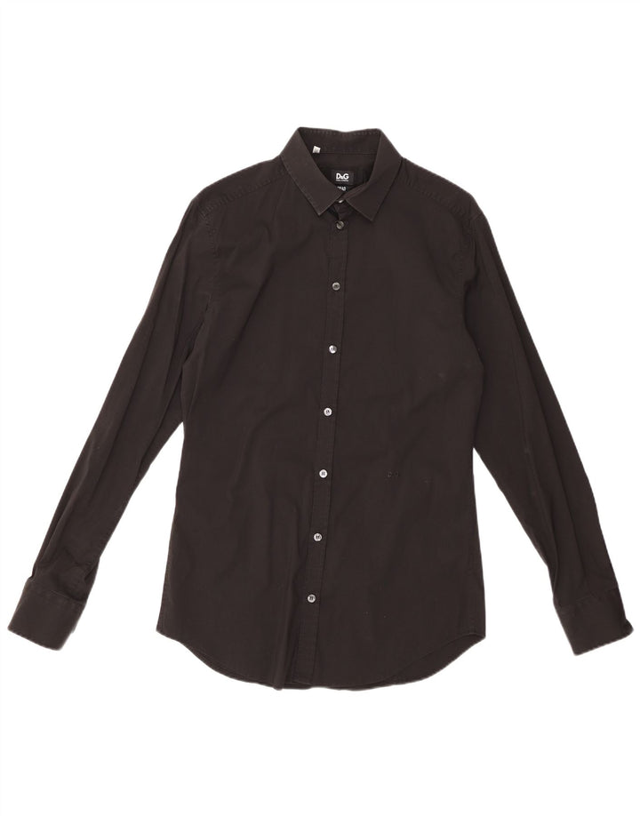 DOLCE & GABBANA Ανδρικό πουκάμισο Νούμερο 16 41 Μαύρο μεγάλο βαμβακερό