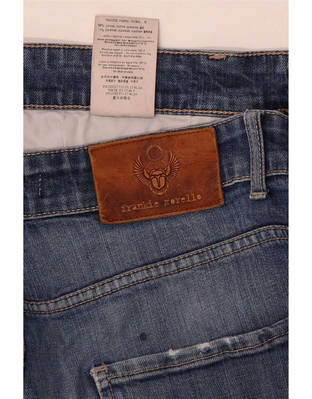 Ανδρικό τζιν Frankie Morello Distressed Slim W34 L29 Μπλε βαμβακερό