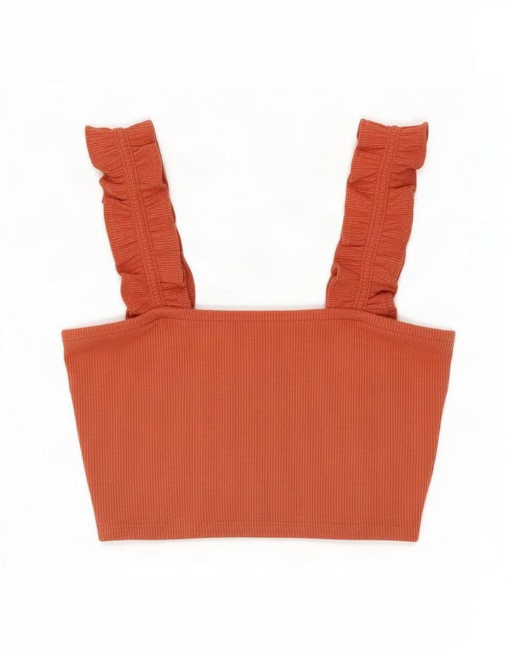 Zara Γυναικείο Crop Top UK 8 Μικρός πορτοκαλί πολυεστέρας