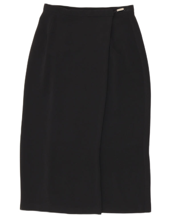 Marks & Spencer Γυναικεία Wrap Φούστα UK 12 Medium W28 Black Polyester