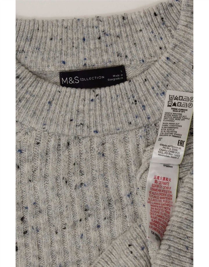 Marks & Spencer Γυναικείο πουλόβερ με λαιμόκοψη UK 16 Large Grey Flecked