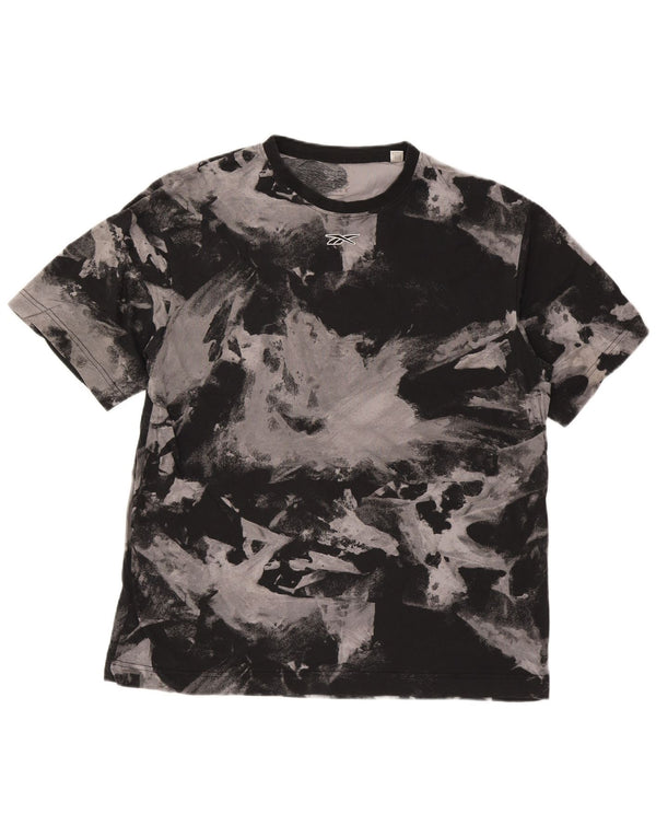 Reebok Ανδρικό T-Shirt με μοτίβο αφηρημένο τοπ μεγάλο μαύρο βαμβακερό