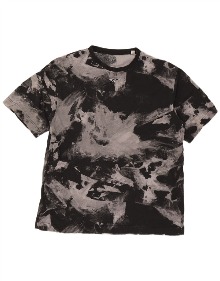 Reebok Ανδρικό T-Shirt με μοτίβο αφηρημένο τοπ μεγάλο μαύρο βαμβακερό