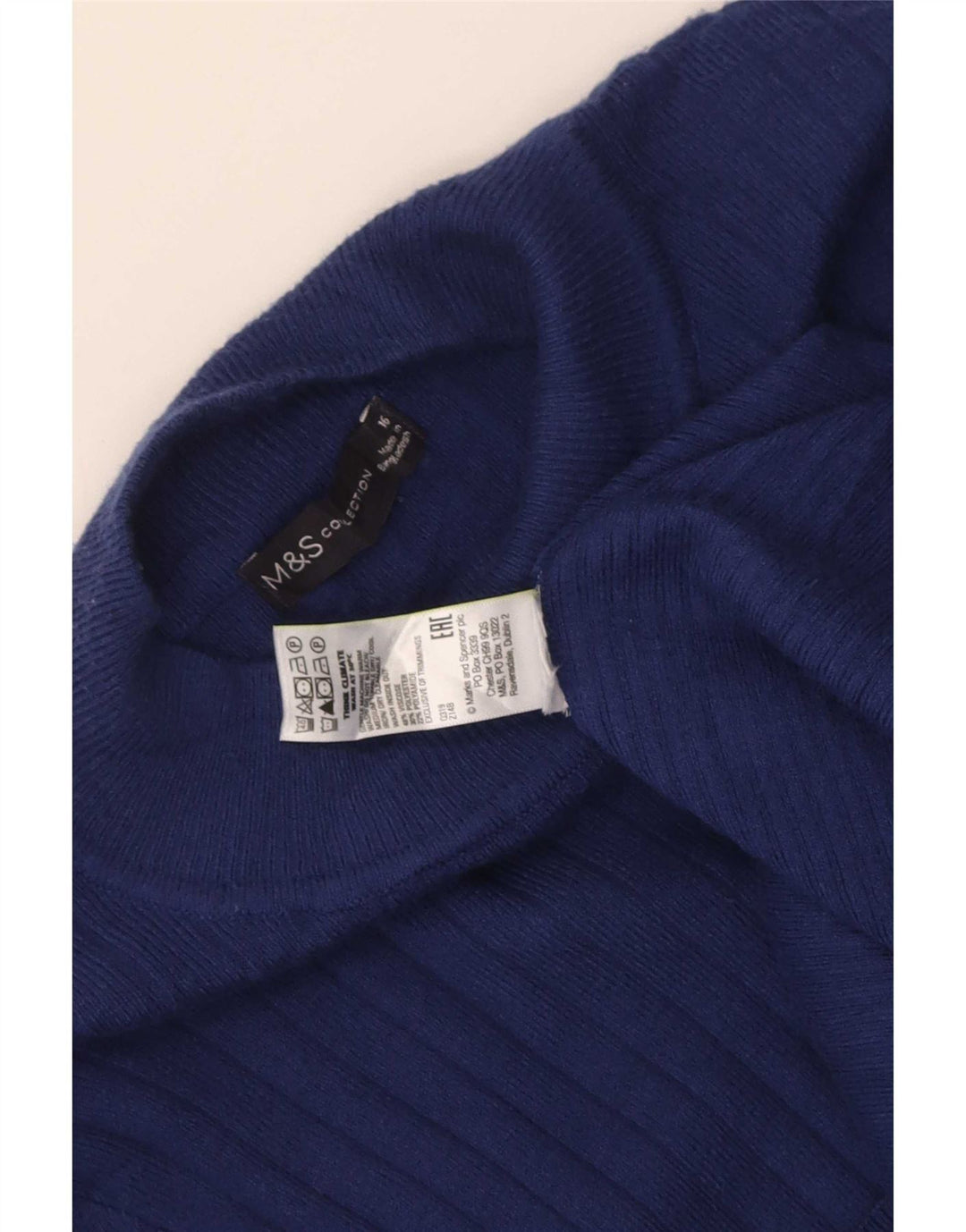 Marks & Spencer Γυναικείο πουλόβερ με λαιμό χελώνα UK 16 Large Navy Blue