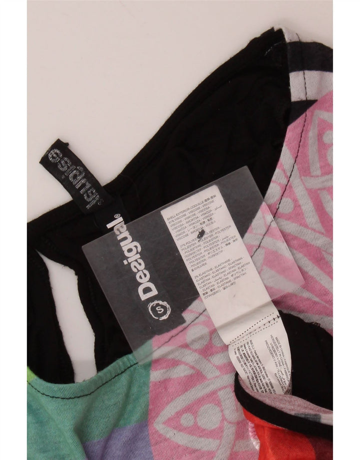 Desigual γυναικείο μπλουζάκι με γραφικά μεγάλου μεγέθους τοπ 10 μικρού μεγέθους μαύρη βισκόζη