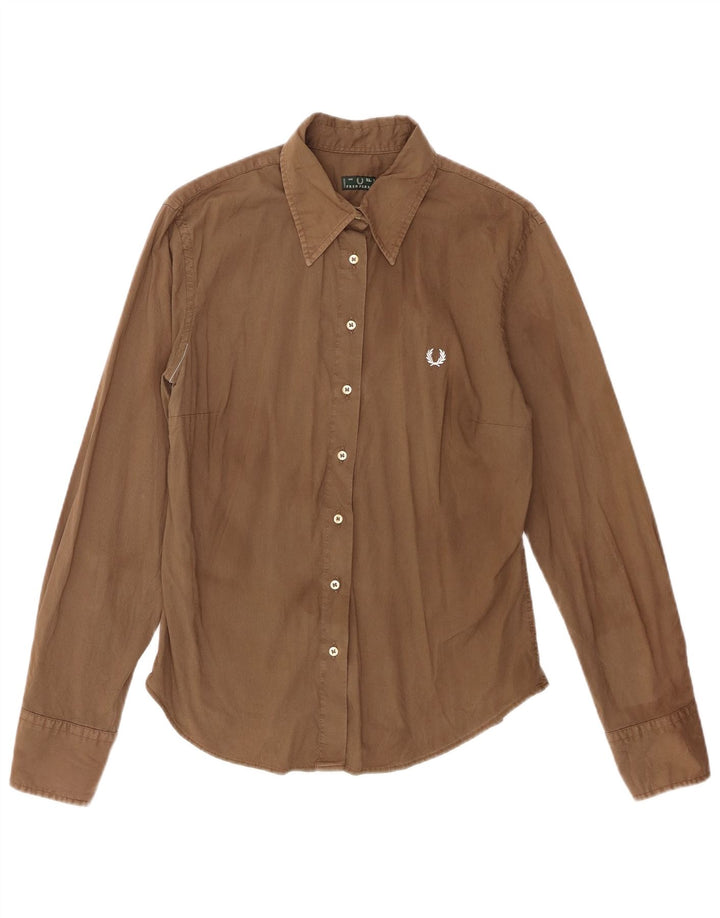 Fred Perry γυναικείο πουκάμισο UK 18 XL καφέ βαμβακερό