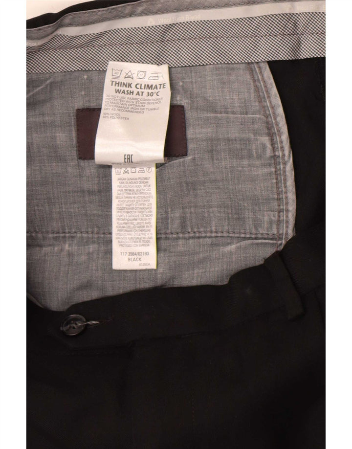 Marks & Spencer Ανδρικό παντελόνι με κανονική εφαρμογή W36 L33 Μαύρο μάλλινο