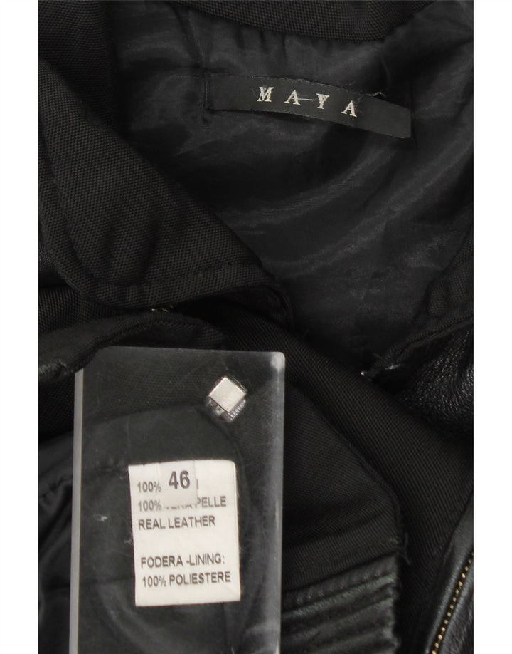 Vintage Γυναικείο Bomber Jacket IT 46 Large Black Leather