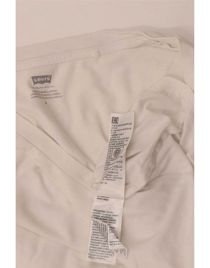 Γυναικείο T-Shirt Levi's Top UK 12 μεσαίο λευκό βαμβακερό