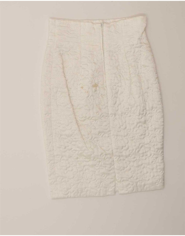 Vintage γυναικεία 2 τεμάχια σετ φούστα IT 44 Medium W28 Λευκή βισκόζη
