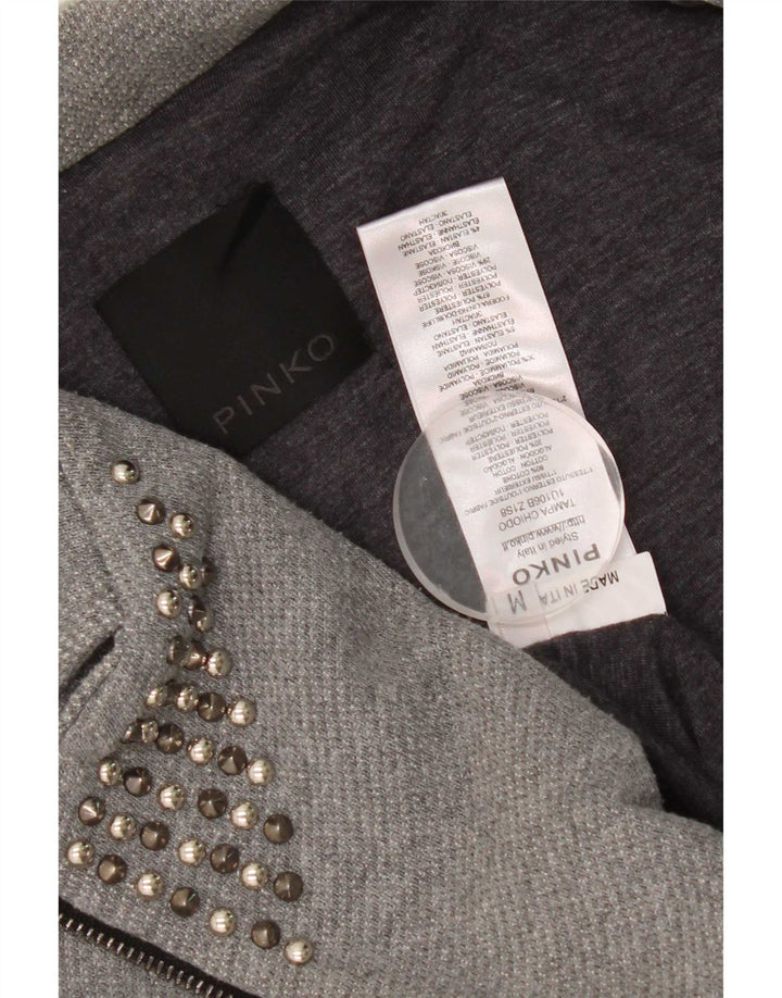 Pinko Γυναικείο Crop Bomber Jacket UK 12 Medium Grey Cotton