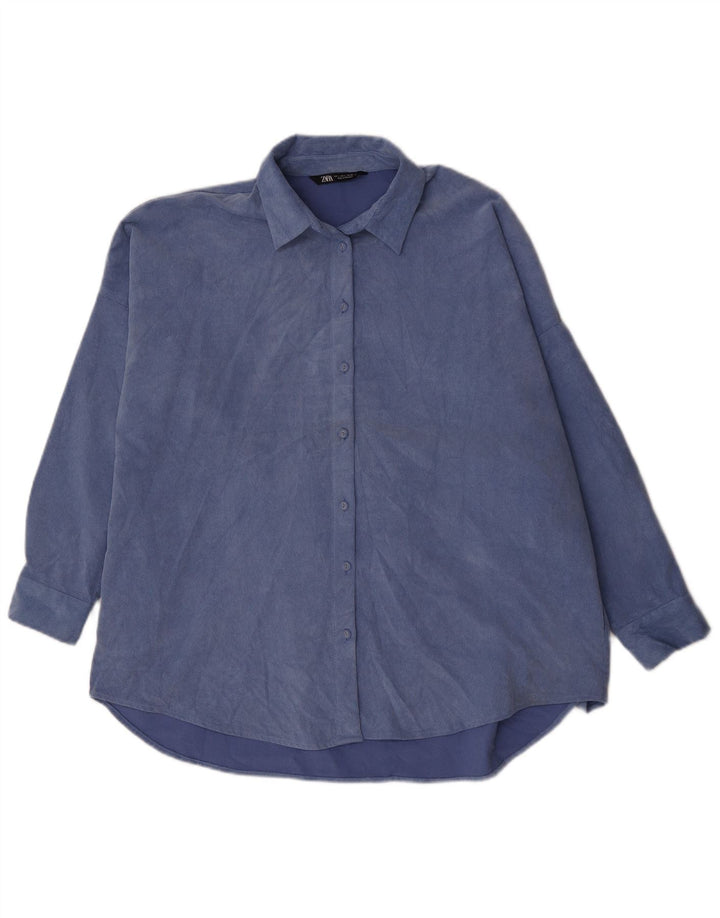 Zara Γυναικείο κοτλέ πουκάμισο UK 16 Large Blue Polyester