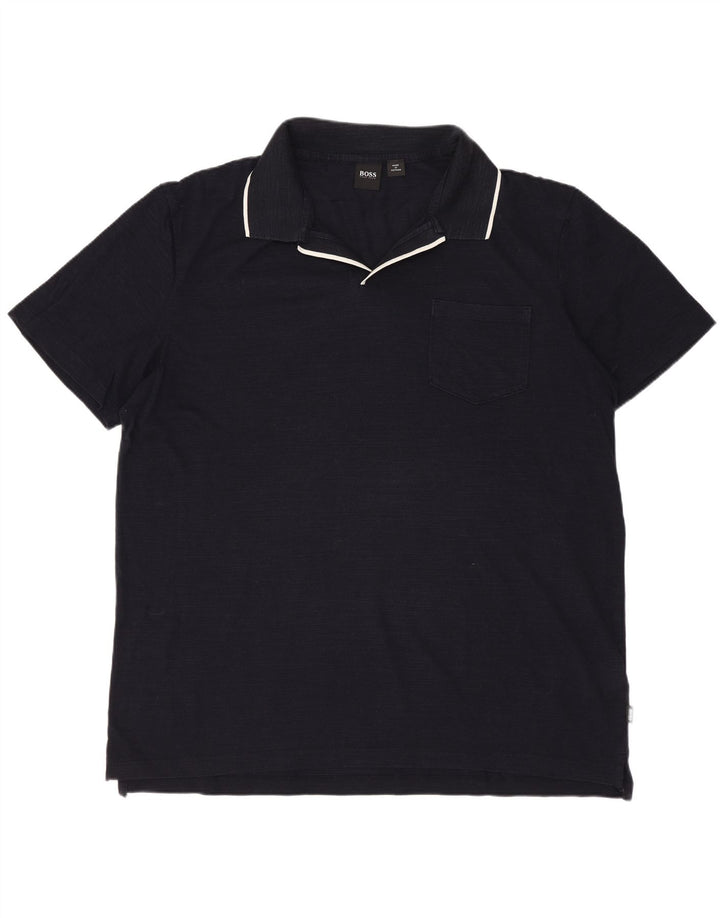 Ανδρικό μπλουζάκι πόλο HUGO BOSS 2XL Navy Blue Cotton