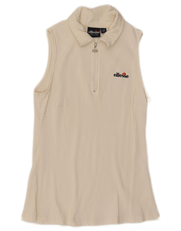 Ellesse Γυναικείο αμάνικο μπλουζάκι πόλο UK 16 Large White Polyamide